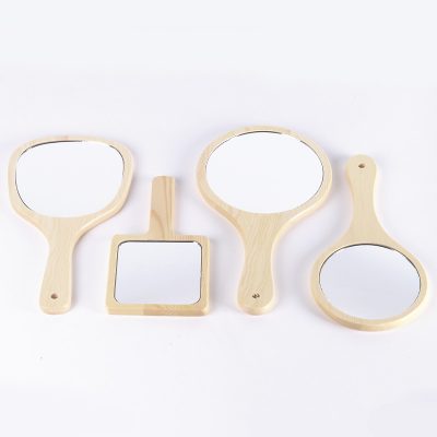 Gương mini cầm tay bằng gỗ, in logo theo yêu cầu